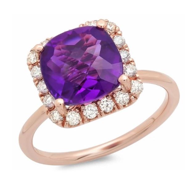 3.04ct Amethyst 14 K Rose Gold Ring