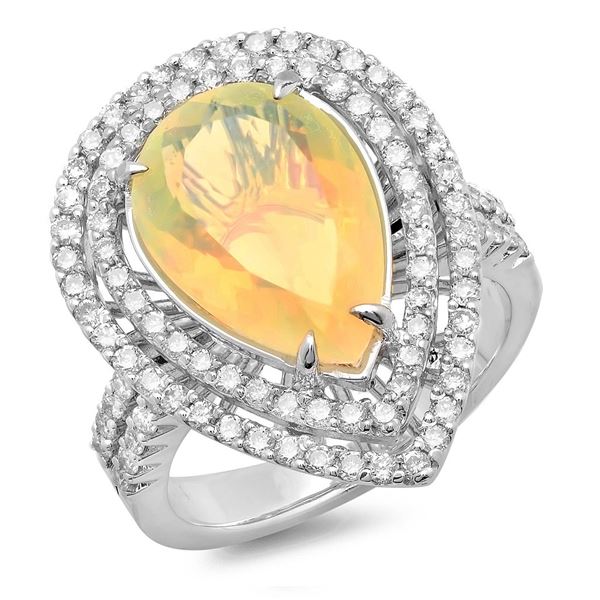 2.92ct Opal 14 K White  Gold Ring