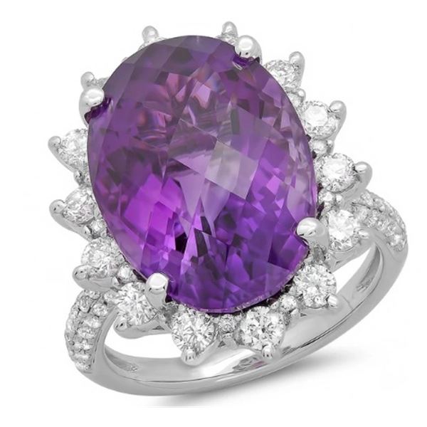 11.57ct Amethyst 14 K White Gold Ring