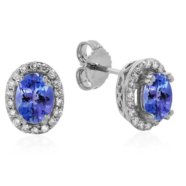 0.83ct Tanzanite 14 K White Gold Earrings