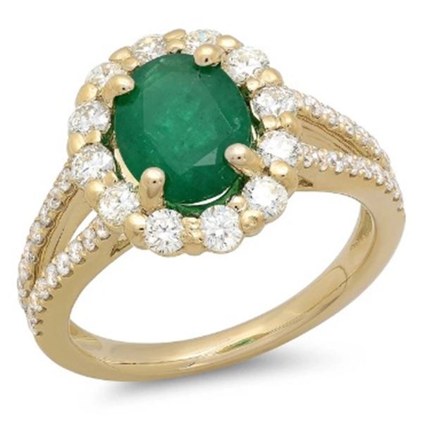 1.46ct Emerald 14 K Yellow Gold Ring