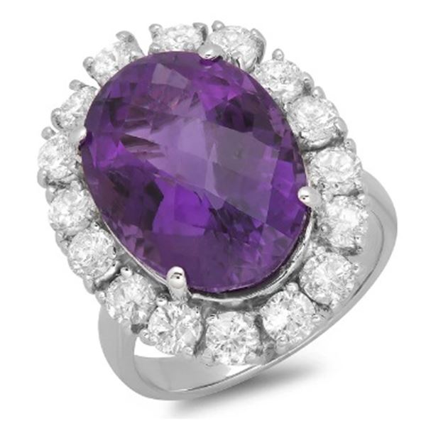 9.91ct Amethyst 14 K White Gold Ring