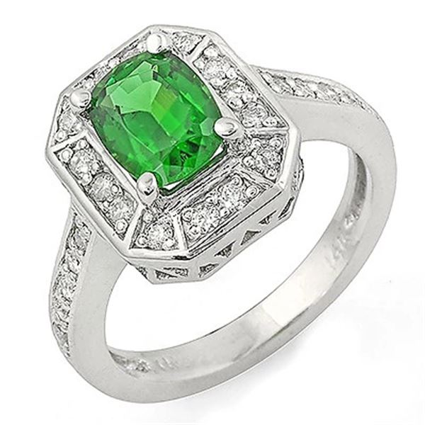 1.35ct Tsavorite 14 K White  Gold Ring