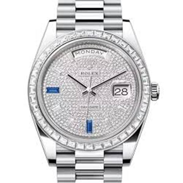 Rolex Day Date Platinum with Baguette Bezel Model # 228396TBR