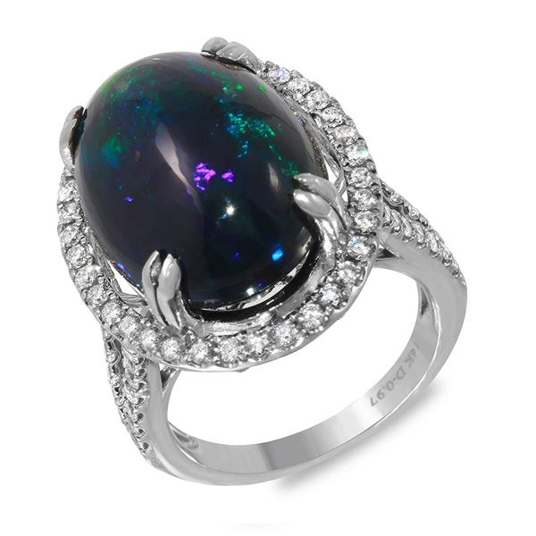 11.45ct Opal 14 K White  Gold Ring