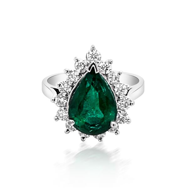 3.16ct NATURAL Emerald 14K White Gold Ring