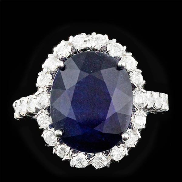 14k Gold 8.00ct Sapphire 1.25ct Diamond Ring