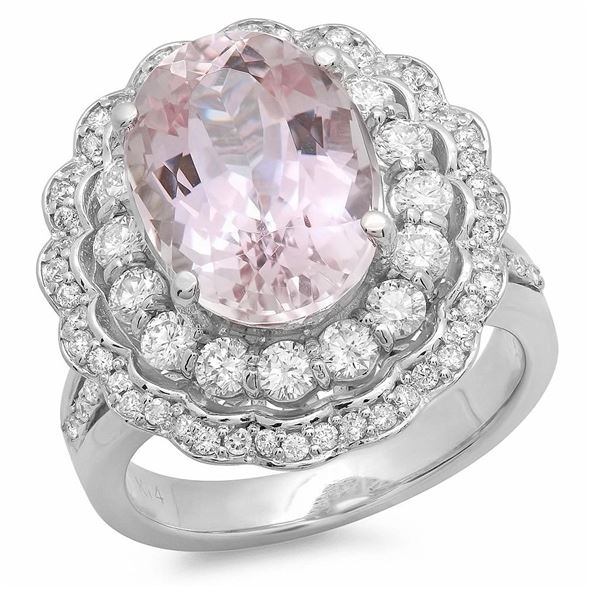 7.33ct Morganite 14 K White Gold Ring