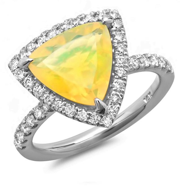 1.84ct Opal 14 K White  Gold Ring