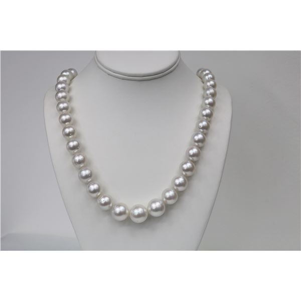 12-16mm South Sea Round White Necklace with Gold Clasp