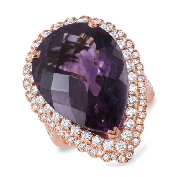 20.81ct Amethyst 14 K Rose Gold Ring