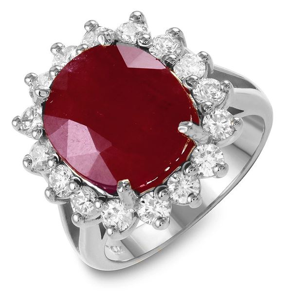 10.75ct Ruby 14 K White Gold Ring