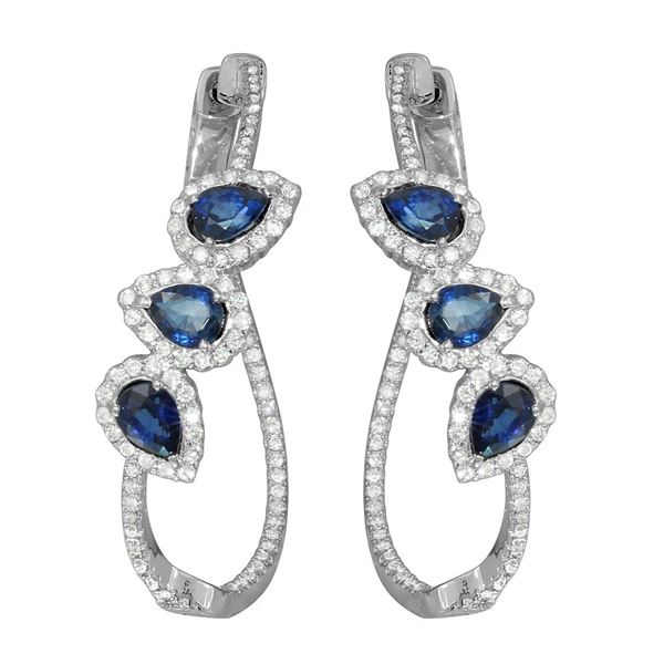 2.45ct Blue Sapphire 14 K White Gold Earrings