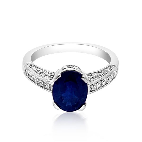 2.37CT NATURAL CEYLON BLUE SAPPHIRE 14K WHITE GOLD RING