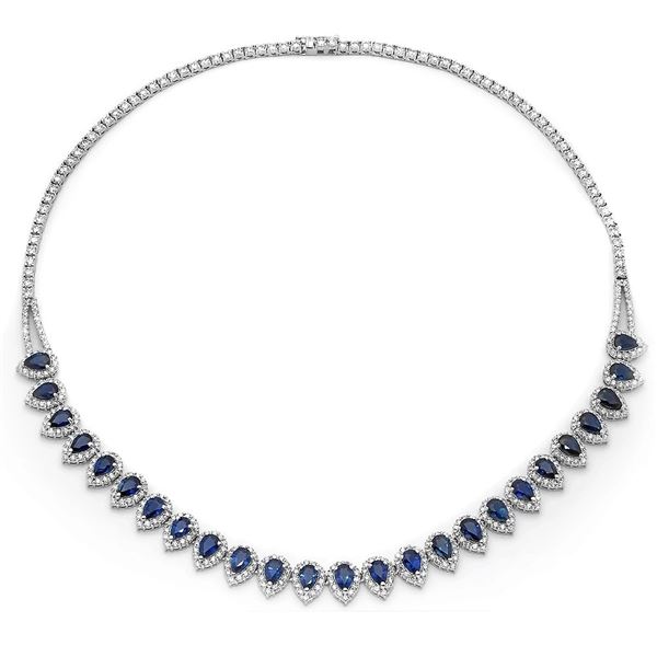 12.85ct Blue Sapphire 18 K White Gold Necklaces