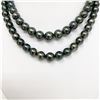 Image 3 : 8-10mm Tahitian Peacock Near-Round Double-Strand Pearl Necklace with Gold Clasp