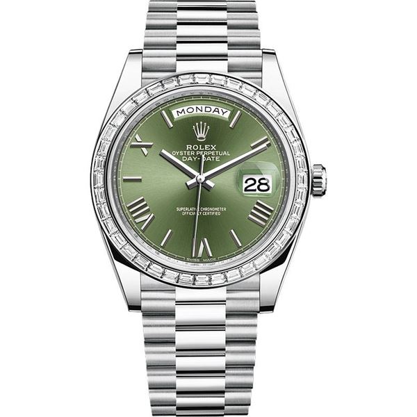 Rolex Day Date Platinum with Baguette Bezel Model # 228396TBR