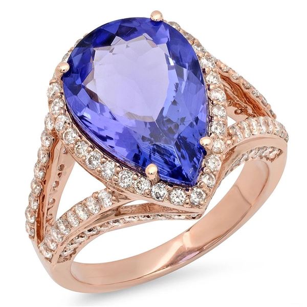 6.69ct Tanzanite 14 K Rose Gold Ring