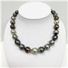 Image 2 : 12-14mm Tahitian Multicolor Circle Baroque Pearl Necklace with Gold Clasp