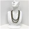 Image 1 : 8-10mm Tahitian Silver Green Near-Round Double-Strand Pearl Necklace with Gold Clasp