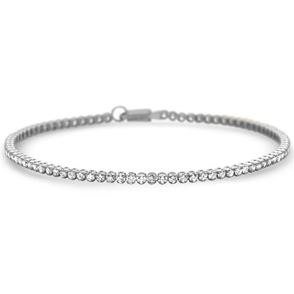 1.00ct 14K White Gold Round Diamond Tennis Bracelet 7" Long