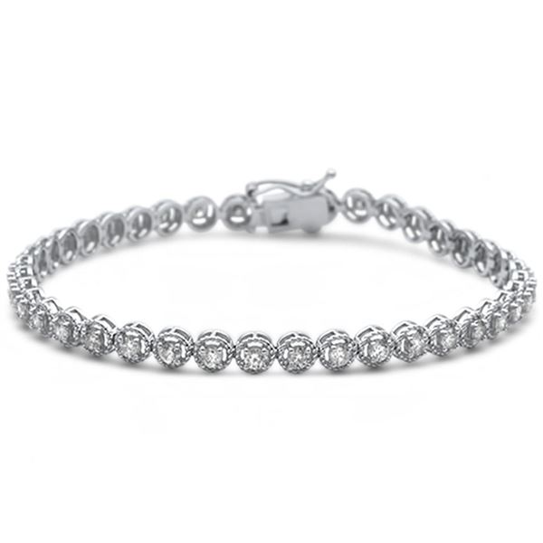 2.00ct 14K White Gold Round Diamond Halo Tennis Bracelet 7" Long