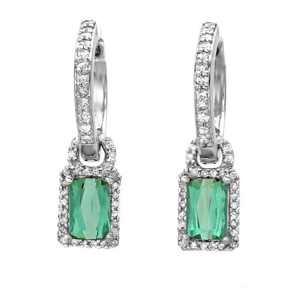 1.37ct Emerald Tourmaline 14 K White Gold Earrings