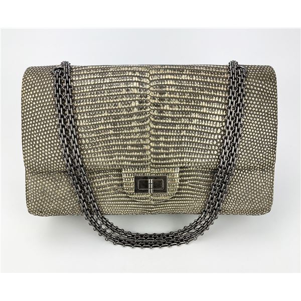 RARE Chanel Natural Lizard Double Flap Classic 227 Reissue