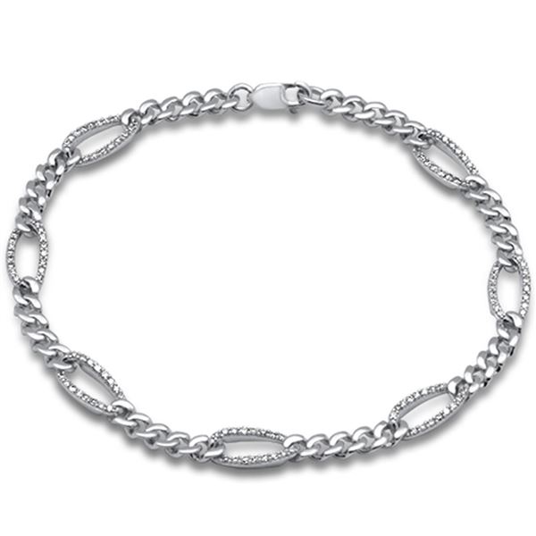 0.49ct 14K White Gold Diamond Figaro Bracelet