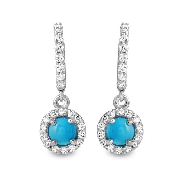 1.16ct Turquoise 14 K White Gold Earrings