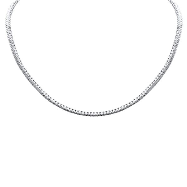 1.97ct 14K YWhite Gold Diamond Tennis Necklace 14" + 2" Ext