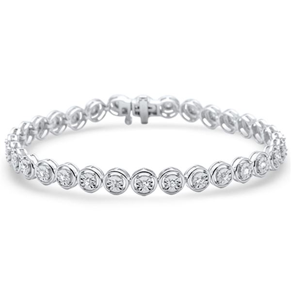 0.75ct 14K White Gold Miracle Illusion Tennis Bracelet 7"