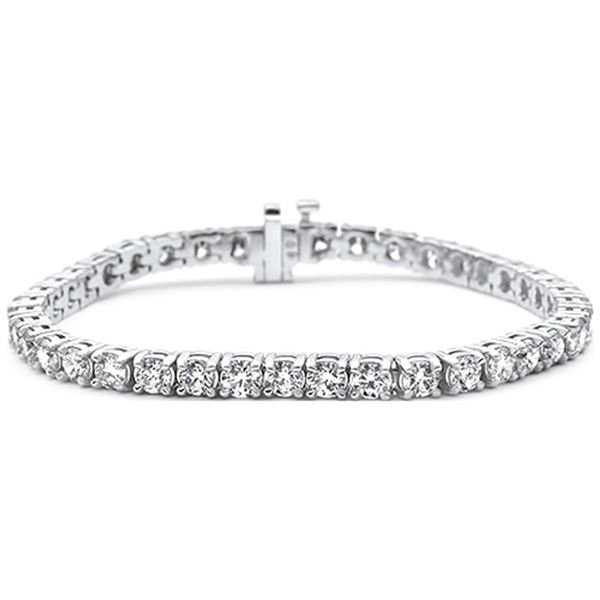 16.77ct 14K White Gold Round Diamond Tennis Bracelet 7" Long