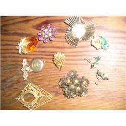 Broaches and earings.