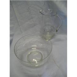 Crystal bowl and pitcher