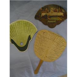 Three old advertsing fans