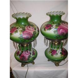 Pair of large floral lamps