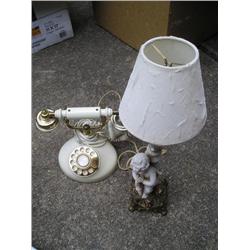 Vintage style phone, lamp