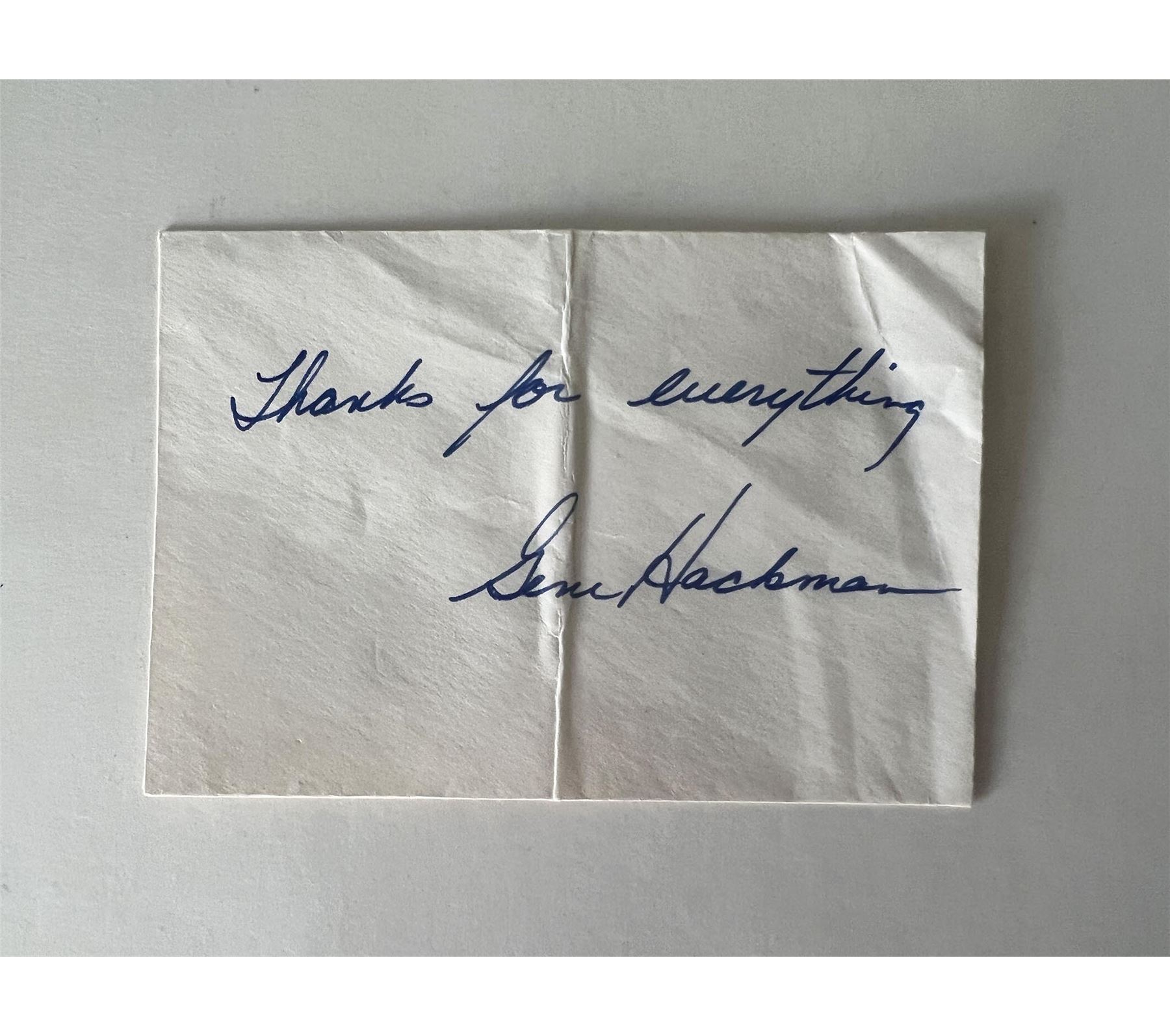 Gene Hackman signed note