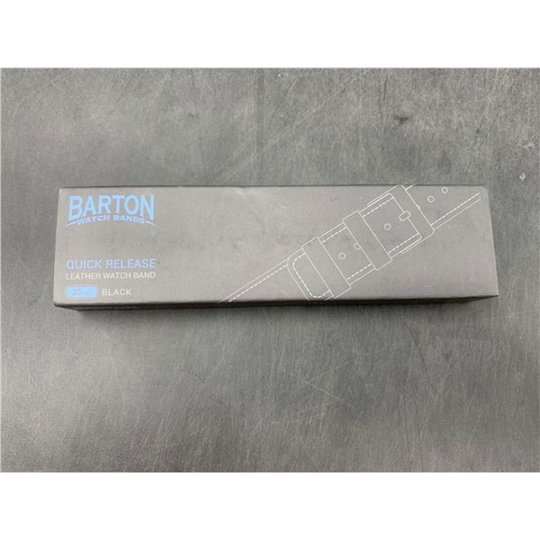 Barton Quick Release Leather Watch Band-Black 20mm