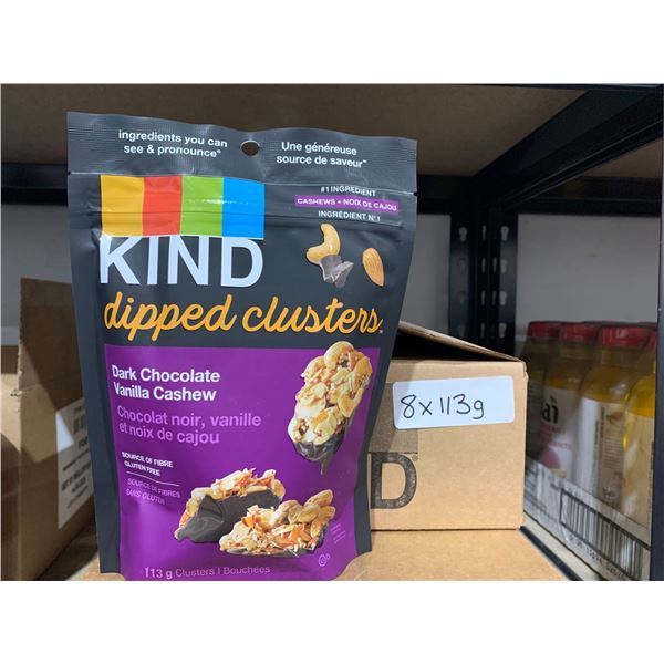 Kind Dark Chocolate and Vanilla Cashew Dipped Clusters- 8x113g