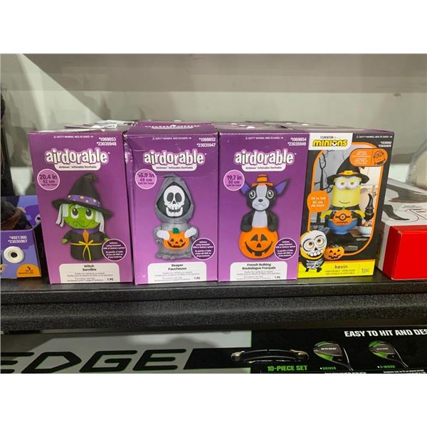 Lot of 4 Assorted Airdorable Halloween Inflatables.