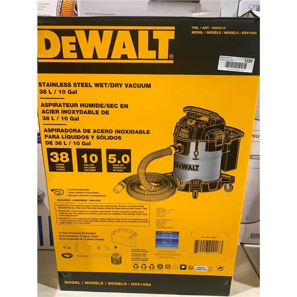 DeWalt Stainlss Steel Wet / Dry 38l / 10Gal Vacuum
