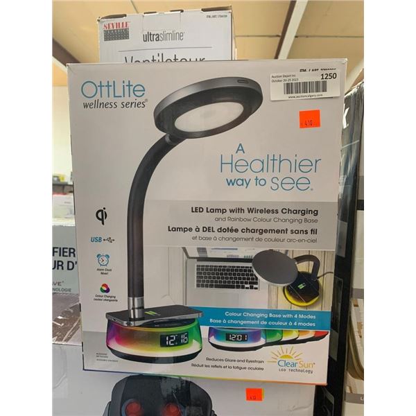 OttLite Wellness Series LED Lamp w/ Wireless Charging & Rainbow Color Changing Base