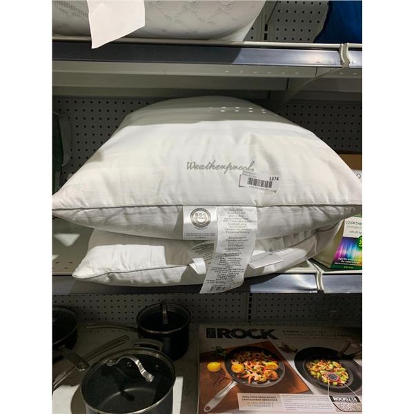 Lot of 2 Weatherproof Down Alternative Filled Pillows - Standard Queen Size