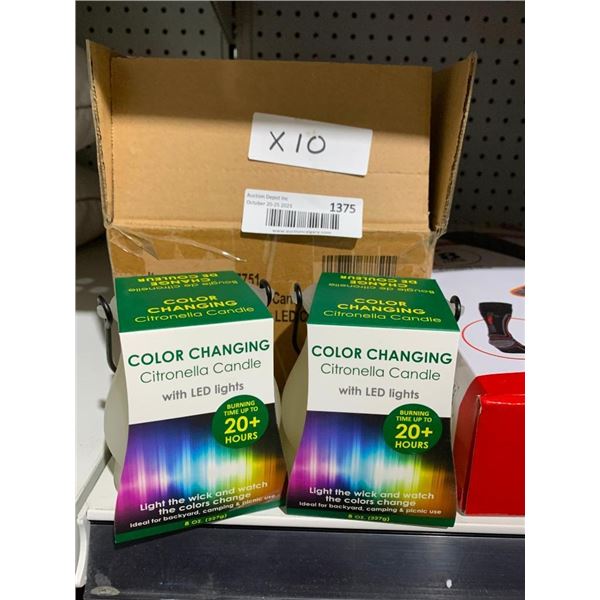 Lot of 10 Color Changing Citronella Candles