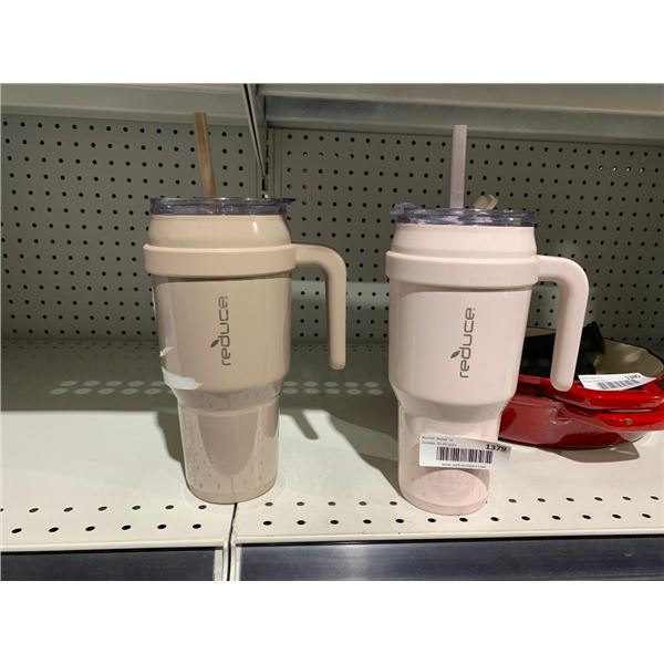 Lot of 2 Reduce Insulated Coffee Mugs with lids and Straws