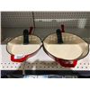Image 1 : Lot of 2 Tramontina Enamel Coated Cast Iron Frying Pans with Silicon Handle Covers