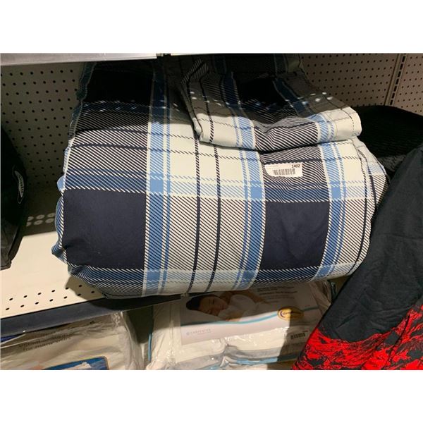 Blue Plaid Queen Size Bed Comforter Set
