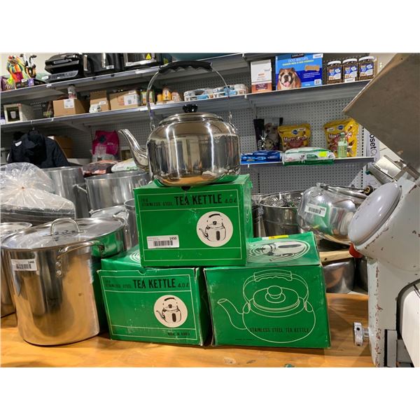 Lot of 3 - Liter Stainless Steel Stovetop Kettles